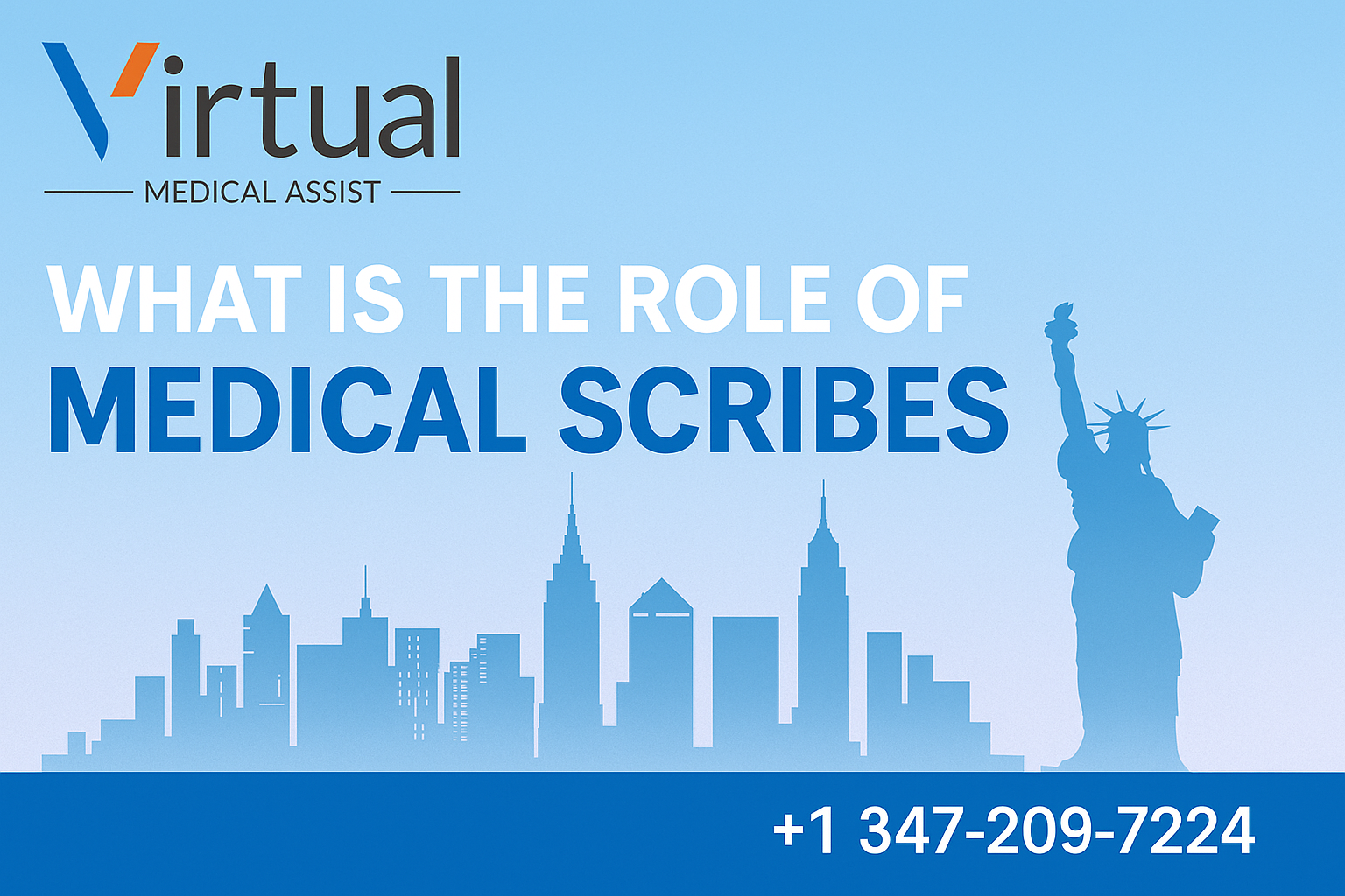 Illustration of a medical scribe assisting a doctor with electronic health records in New York - Virtual Medical Assist